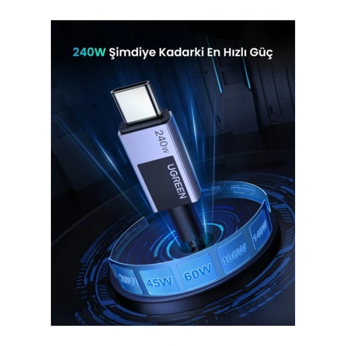 Ugreen Usb-C To Usb-C 240W Pd Hızlı Şarj Kablosu, Uzay Girişi, 1m, 45067