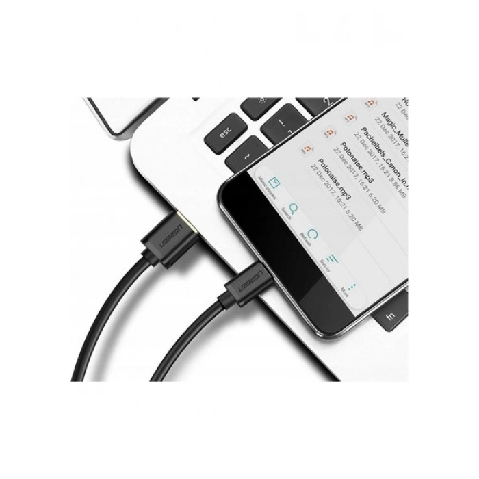 UGREEN USB-C - USB-A 3A QC Hızlı Şarj Kablosu, 1 m, Siyah, 60116