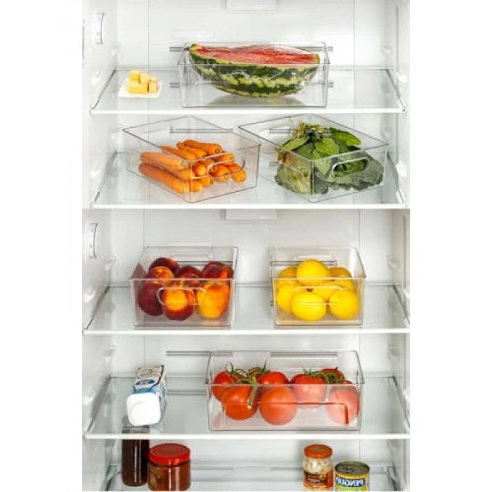 Ultra Dayanıklı Buzdolabı Düzenleyici Organizer Kutu, Şeffaf, 28x19x9 cm