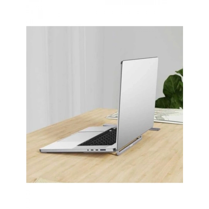 Ultra İnce Ergonomik Laptop Standı - Katlanabilir - Gri
