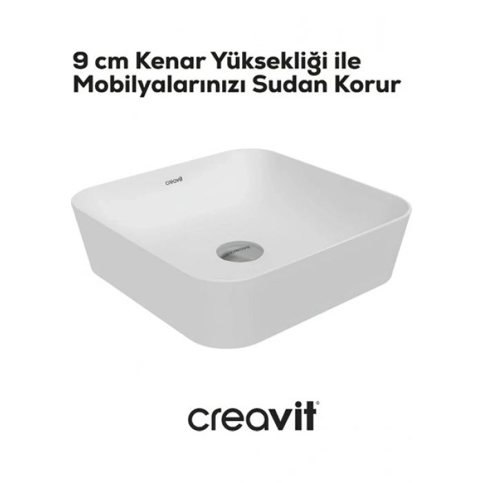 Ultra Kare Beyaz Deliksiz Lavabo 40 Cm UL040