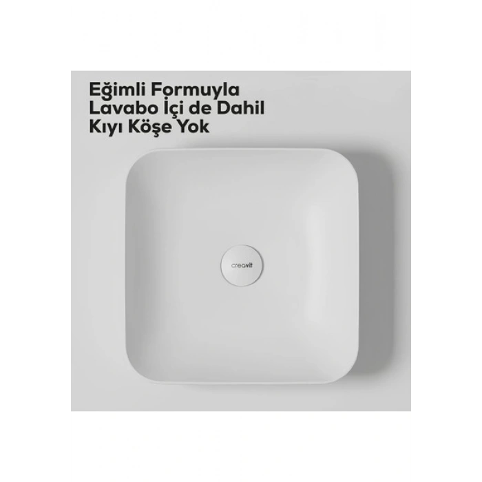 Ultra Kare Beyaz Deliksiz Lavabo 40 Cm UL040