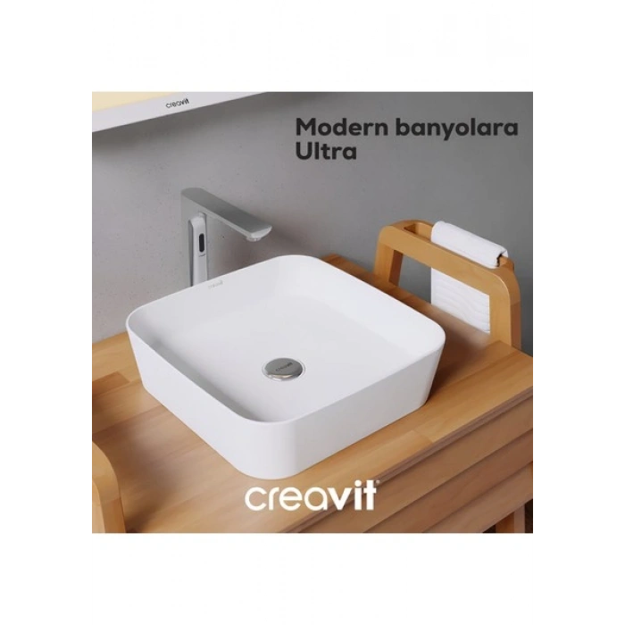 Ultra Kare Beyaz Deliksiz Lavabo 40 Cm UL040