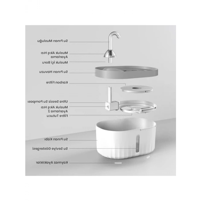 Ultra Sessiz Otomatik Kedi Su Pınarı 2,3 Lt