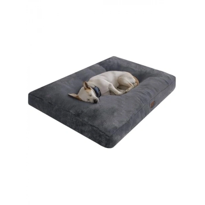 Ultra Yumuşak Peluş Köpek Yatağı, Antrasit Renk, Medium Boyut