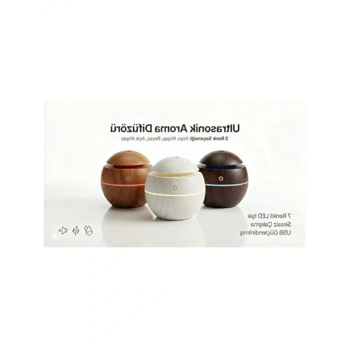 Ultrasonik Hava Nemlendirici ve Aroma Difüzörü, 3 Renk Seçeneği