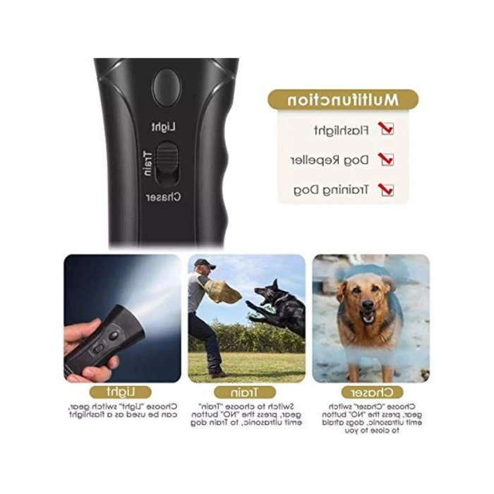 Ultrasonik Köpek Eğitmeni Cihazı, Elektronik Caydırıcı, Siyah