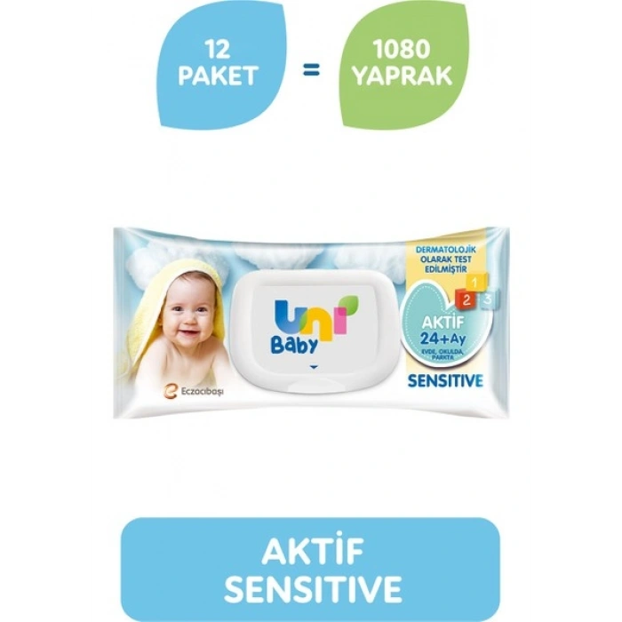 Uni Baby Aktif Sensitive Islak Mendil 12li 1080 Yaprak