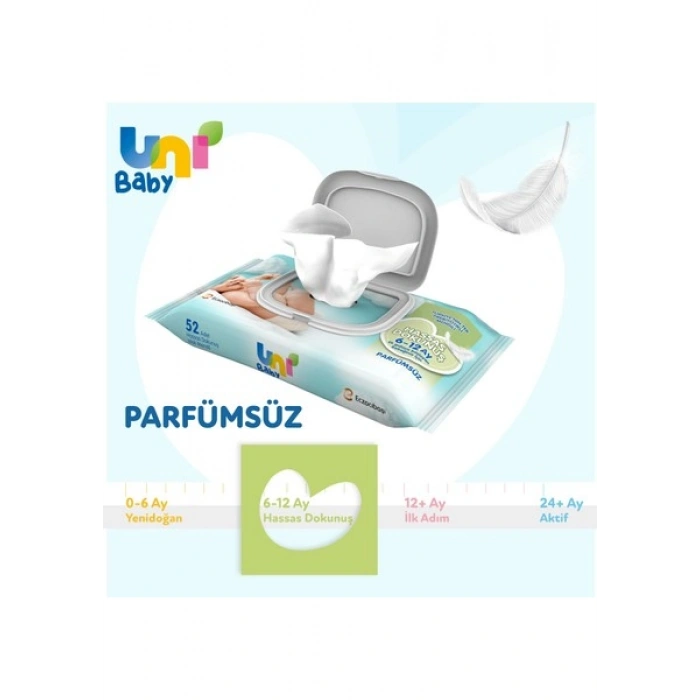 Uni Baby Hassas Dokunus Islak Mendil 12x52 (624 Yaprak)