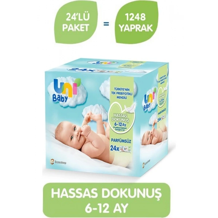 Uni Baby Hassas Dokunus Islak Mendil 24x52 (1248 Yaprak)