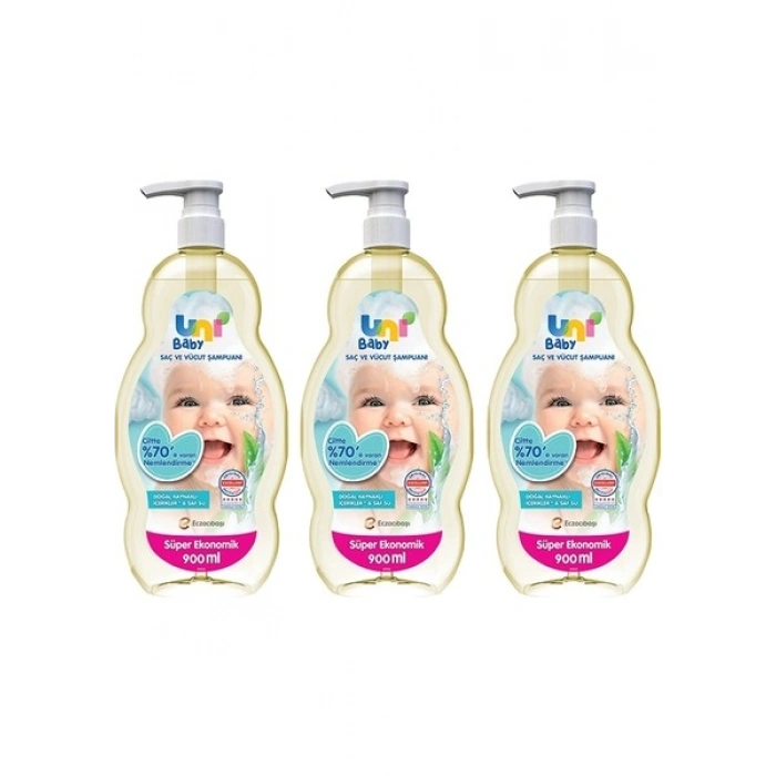 Uni Baby Saç Ve Vücut Şampuan 900 Ml X 3 Adet