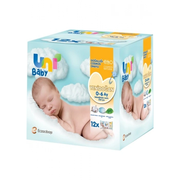 Uni Baby Yenidoğan Islak Pamuk Mendil 12x40 (480 Yaprak)