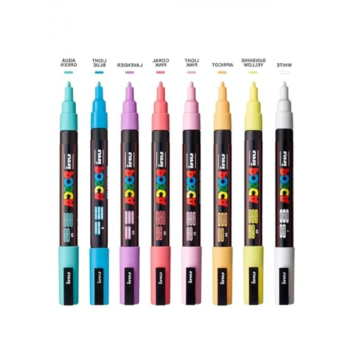 UNİ POSTER MARKÖRÜ  SET PC-3M/8C SC SOFT RENK 8 Lİ