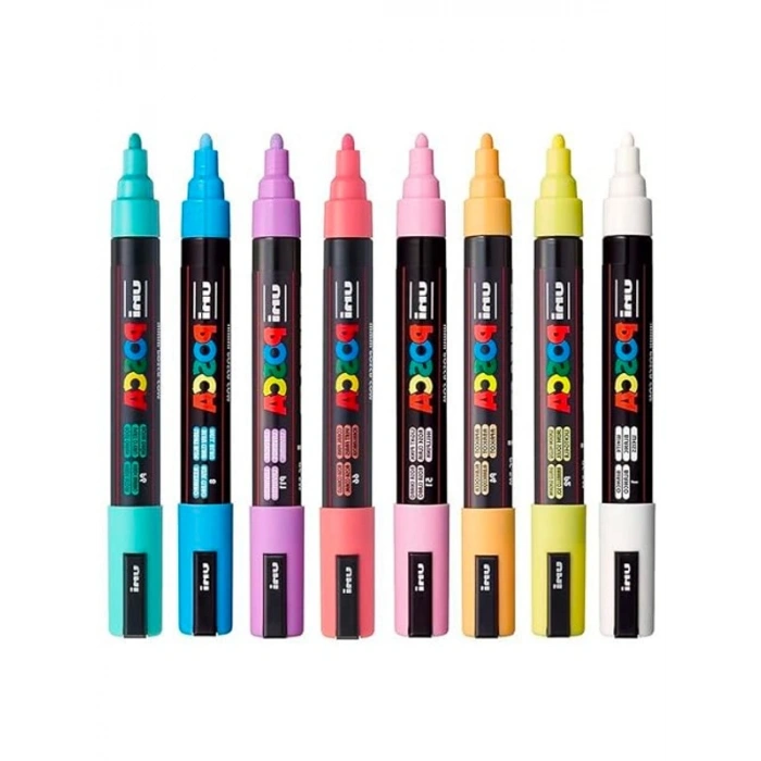 UNİ POSTER MARKÖRÜ  SET PC-5M/8C SC SOFT RENK 8 Lİ