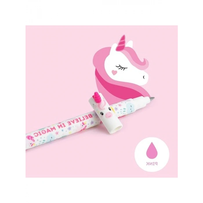 Unicorn Figürlü Pembe Renk Silinebilir Jel Kalem