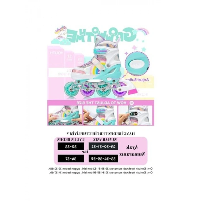 Unicorn Işıklı Kız Çocuk Pateni