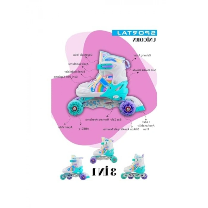 Unicorn Işıklı Kız Çocuk Pateni