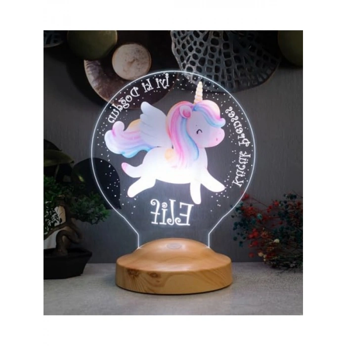 Unicorn Tasarımlı İsimli LED Lamba - Renk Değiştiren