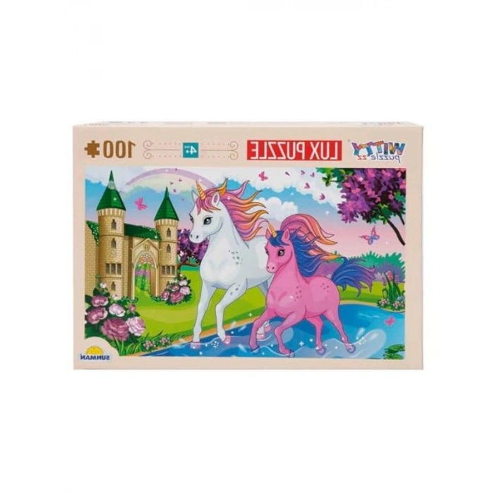 Unicorn Temalı 100 Parça Eğlenceli Yapboz Seti