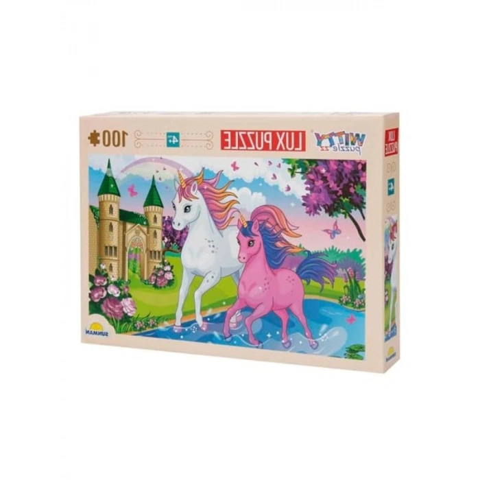 Unicorn Temalı 100 Parça Eğlenceli Yapboz Seti