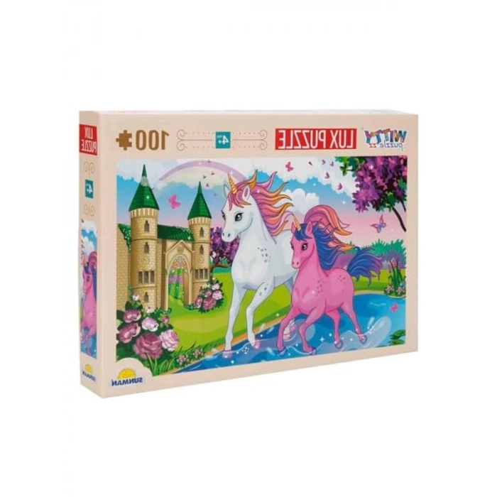Unicorn Temalı 100 Parça Eğlenceli Yapboz Seti