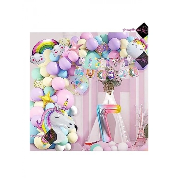 Unicorn Temalı Doğum Günü Parti Kutlama Seti