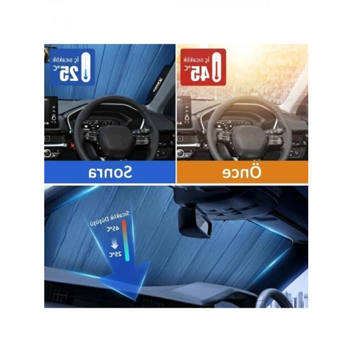 Universal Balonlu Premium Ön Cam Güneşliği, 150x70cm Boyutunda