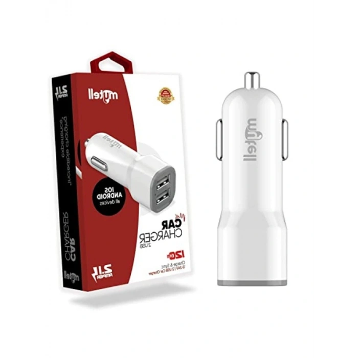 USB Araç Şarj Aleti - 2 USB Portu, 2100 mAh, Beyaz