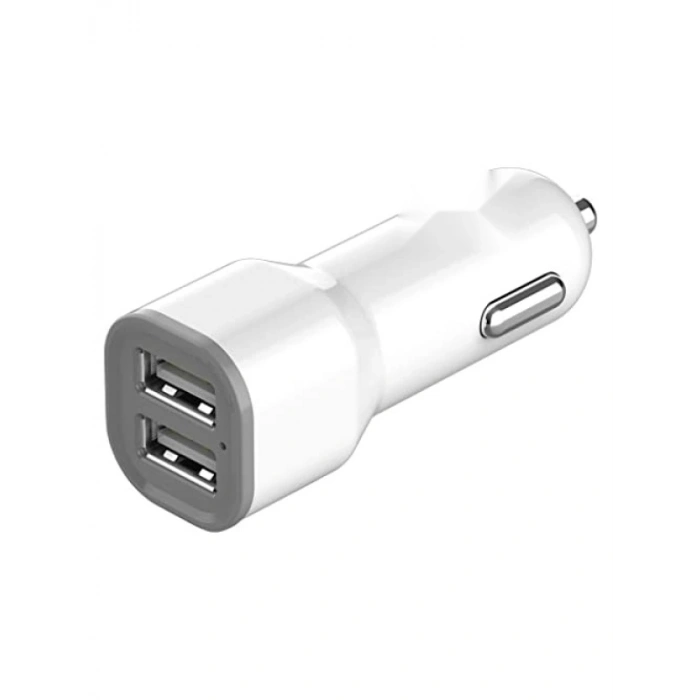 USB Araç Şarj Aleti - 2 USB Portu, 2100 mAh, Beyaz