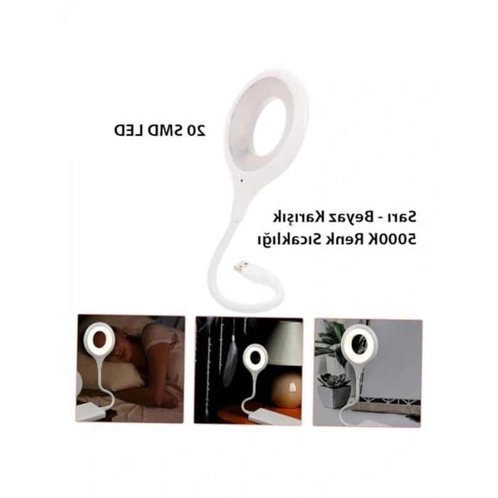 USB Gece Kitap Okuma Lambası, 20 SMD Ledli ve Portatif