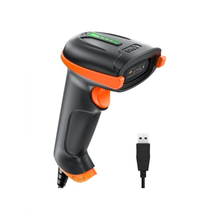 USB Kablolu Barkod Okuyucu - 1D ve 2D QR Kod Okuma, Ergonomik Tasarım