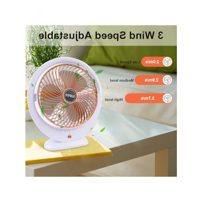 Elektrikli Mini Masa Vantilatörü, 3 Hız Seçeneği ve 360° Dönme Özelliği