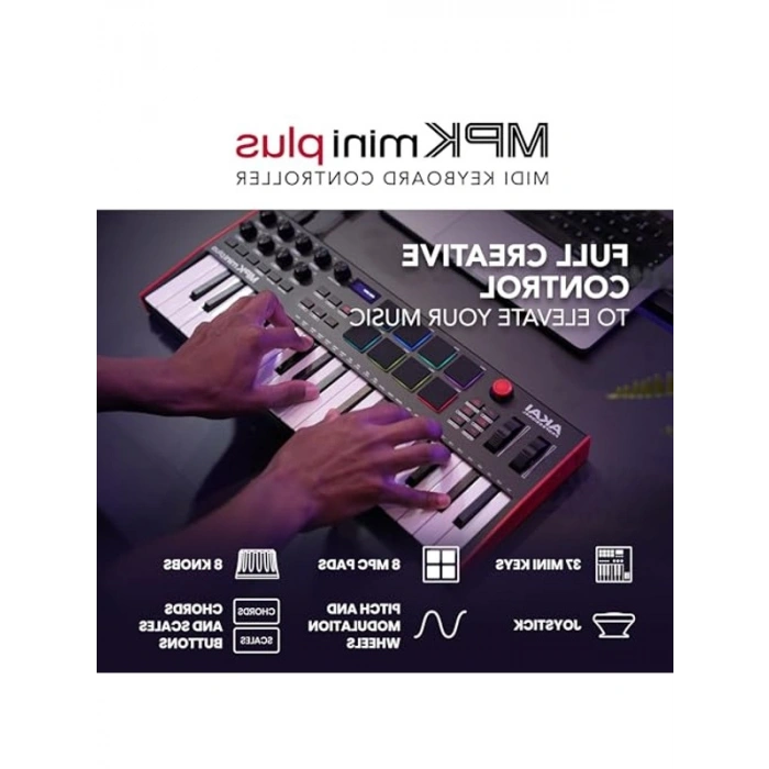 USB MIDI Klavye Controller, 37 Mini Tuş ve 8 MPC Pedi ile Müzik Prodüksiyonu