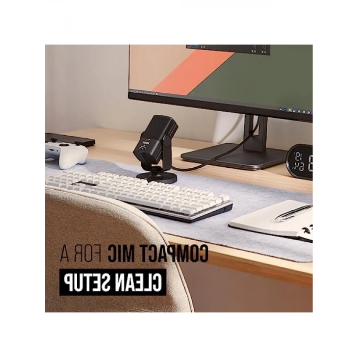 USB Mikrofon - Sökülebilir Manyetik Ayak, Dahili Pop Filtreli