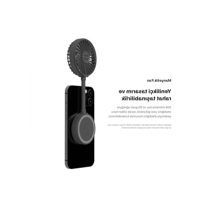 USB Şarj Edilebilir Taşınabilir Vantilatör, Ultra Sessiz, Gri