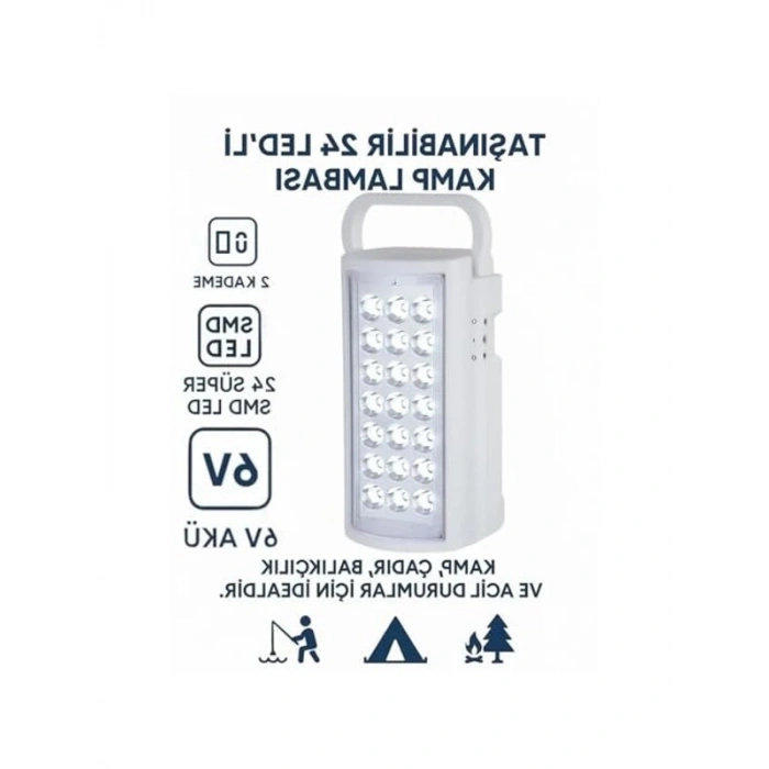 USB Şarjlı 24 LED Kamp Lambası, Taşınabilir ve Akülü