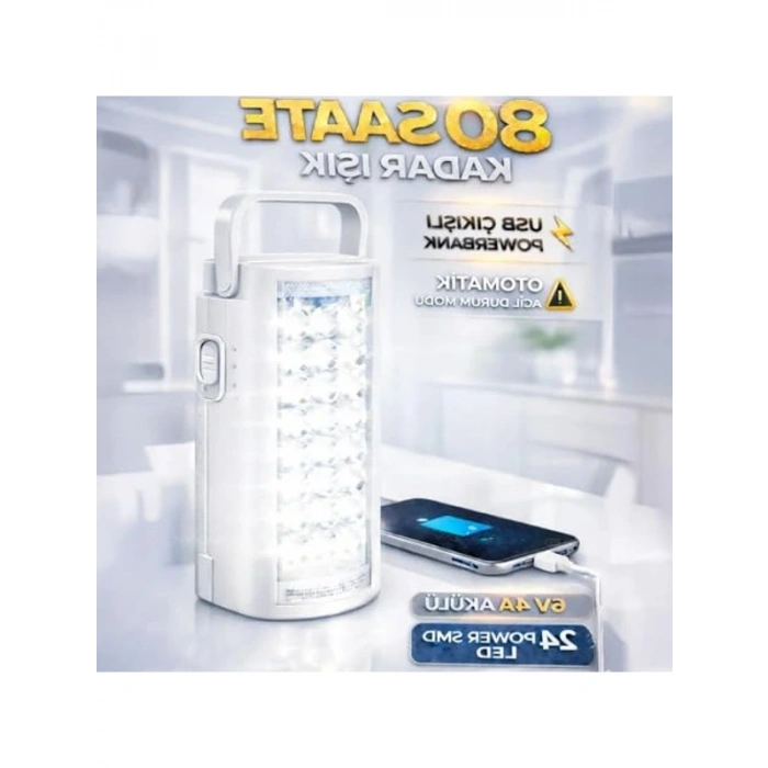 USB Şarjlı 24 LED Kamp Lambası, Taşınabilir ve Akülü