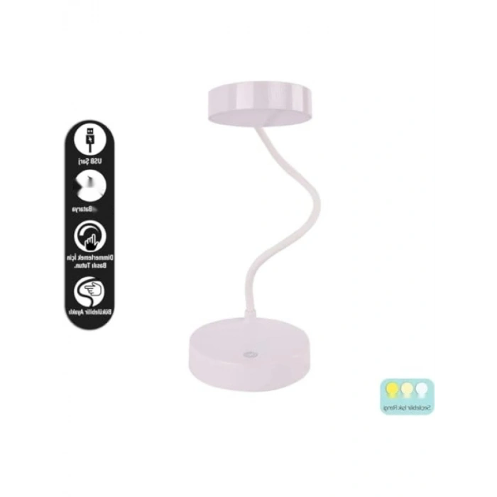 USB Şarjlı 3 Mod Aydınlatmalı Masa Lambası, Ayarlanabilir Yükseklik