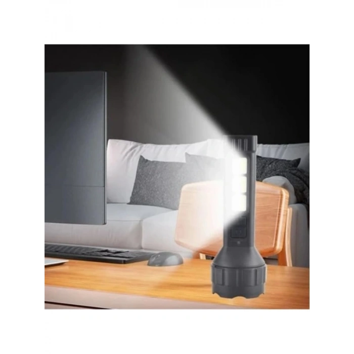 USB Şarjlı Güçlü El Feneri - COB Yan Işık