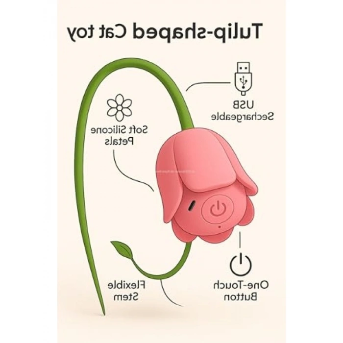 USB Şarjlı İnteraktif Kedi Oyuncağı, Lale Şeklinde