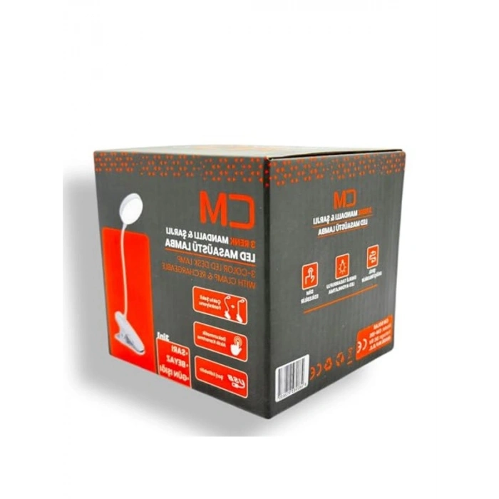 USB Şarjlı Mandallı LED Masa Lambası, 3 Işık Modu