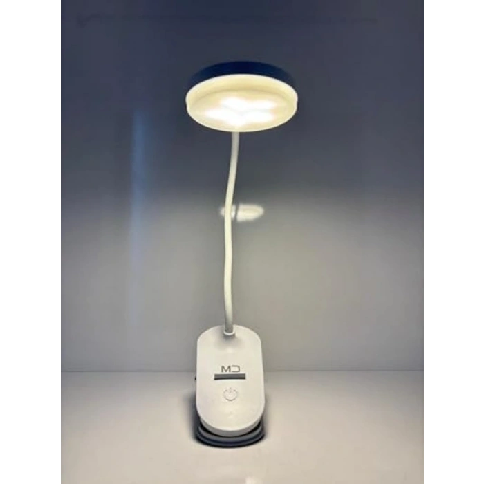 USB Şarjlı Mandallı LED Masa Lambası, 3 Işık Modu