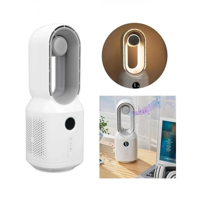 USB Şarjlı Masaüstü Fan, Gece Lambası ve Bluetooth Hoparlör Özellikli