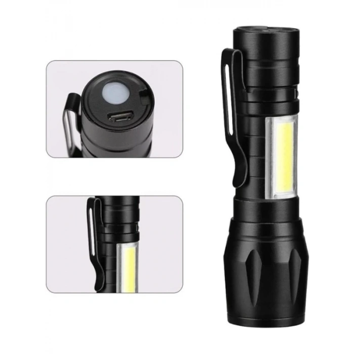 USB Şarjlı Mini El Feneri – Ultra Güçlü LED, 3 Modlu