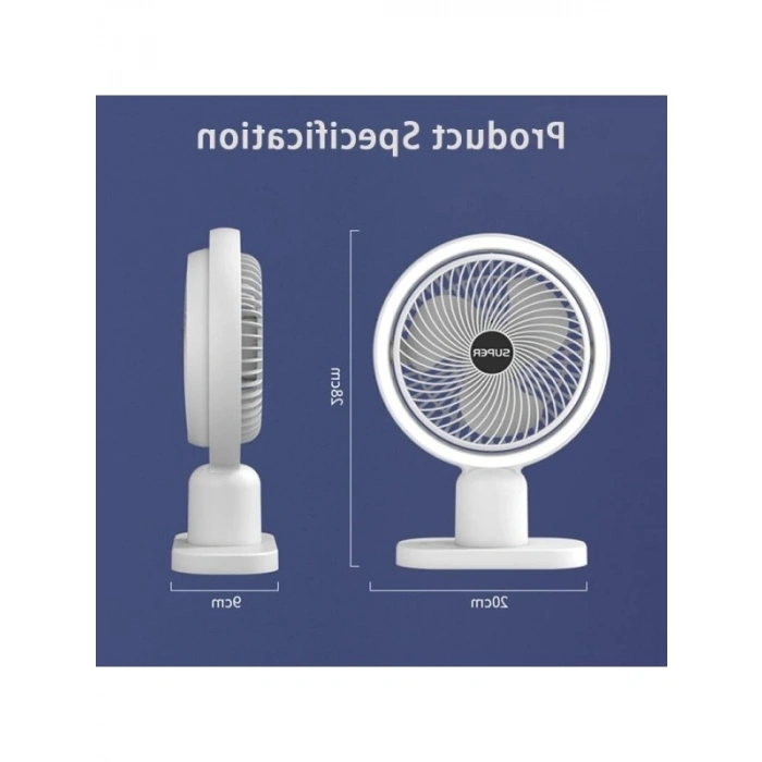 USB Şarjlı Mini Vantilatör, 3 Kademeli Hız Ayarı