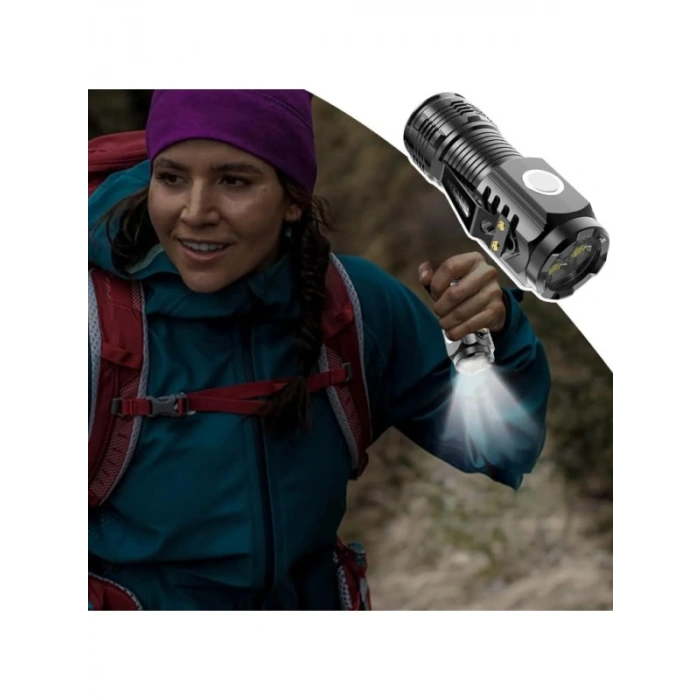 USB Type-C Şarjlı 500 Lümen LED El Feneri - 5 Modlu, Mıknatıslı ve Klipsli