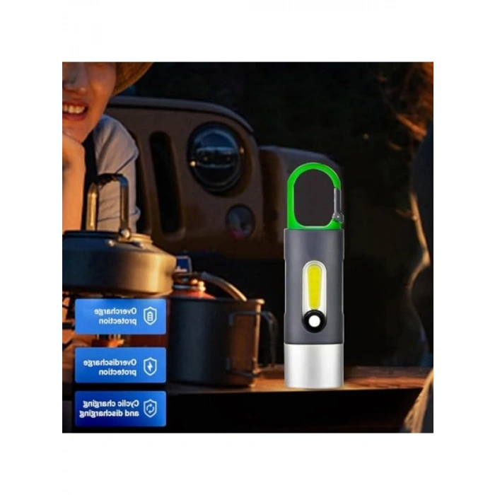 USB Type-C Şarjlı Mini LED Anahtarlık Fener