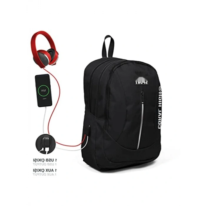 USB ve AUX Çıkışlı Dört Bölmeli Sırt Çantası