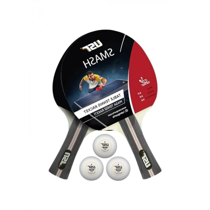 USR Smash-RB Masa Tenisi 2 Raket + 3 Top Set