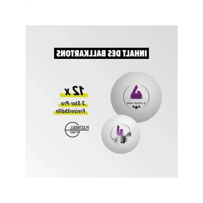 Üstün Kaliteli 3 Yıldız Masa Tenisi Topları - 12li Paket